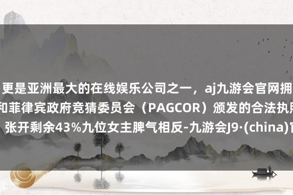 更是亚洲最大的在线娱乐公司之一，aj九游会官网拥有欧洲马耳他（MGA）和菲律宾政府竞猜委员会（PAGCOR）颁发的合法执照。张开剩余43%九位女主脾气相反-九游会J9·(china)官方网站-真人游戏第一品牌
