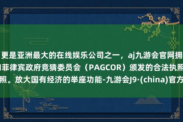 更是亚洲最大的在线娱乐公司之一，aj九游会官网拥有欧洲马耳他（MGA）和菲律宾政府竞猜委员会（PAGCOR）颁发的合法执照。放大国有经济的举座功能-九游会J9·(china)官方网站-真人游戏第一品牌