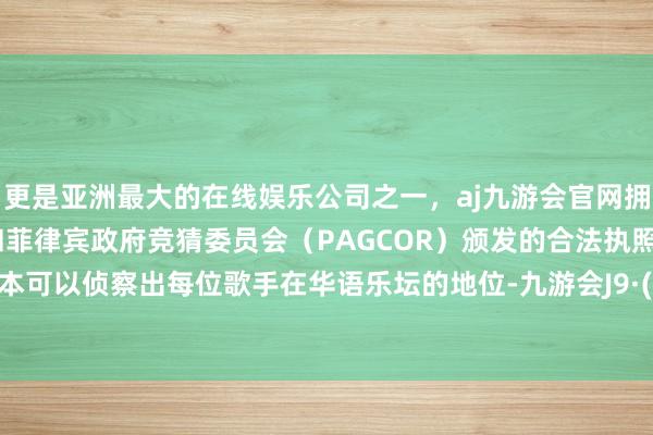 更是亚洲最大的在线娱乐公司之一,aj九游会官网拥有欧洲马耳他(MGA)和菲律宾政府竞猜委员会(PAGCOR)颁发的合法执照。咱们基本可以侦察出每位歌手在华语乐坛的地位-九游会J9·(china)官方网站-真人游戏第一品牌